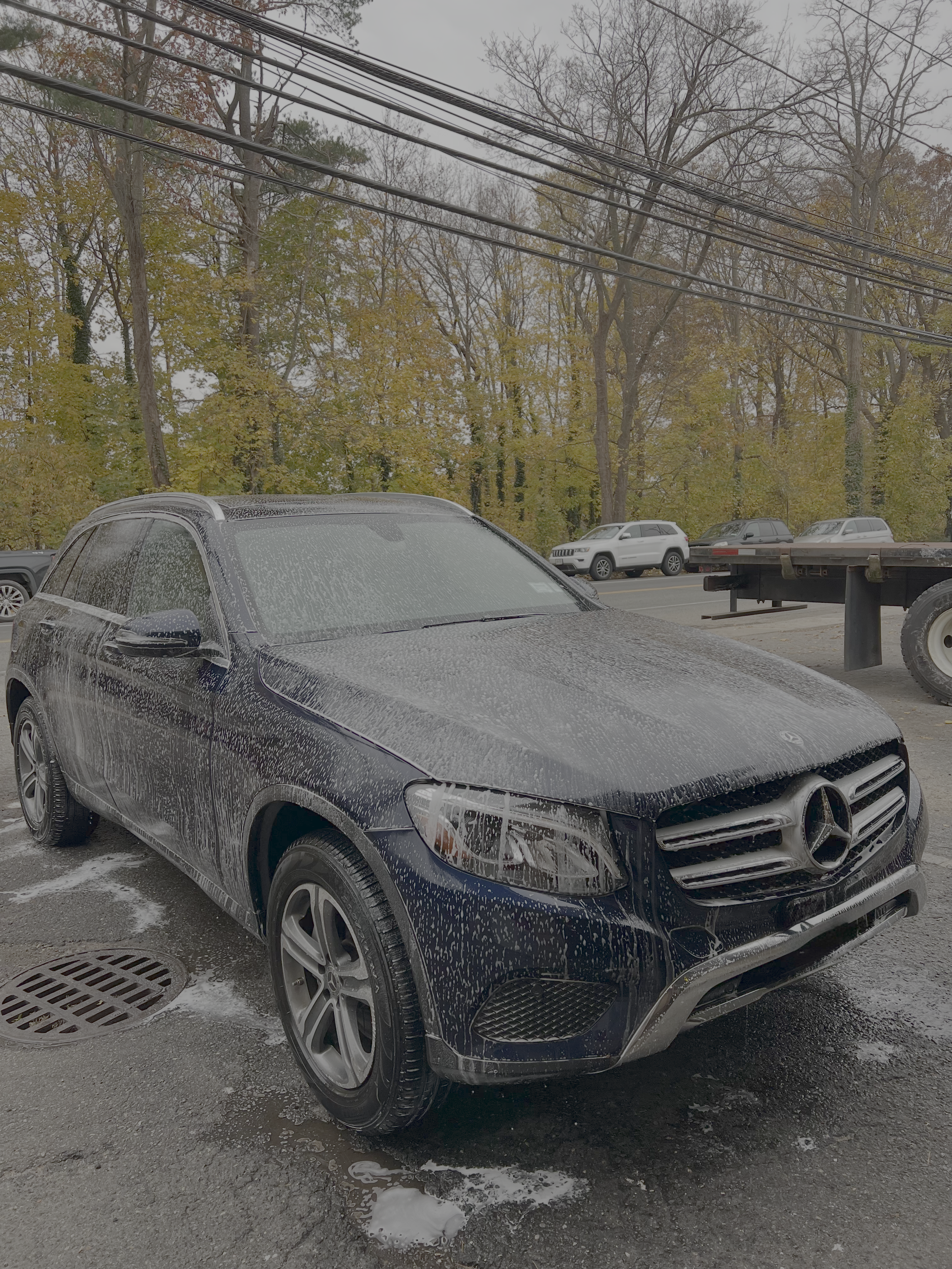 Mercedes GLC300 getting a professional wash and wax at Professional Car Detailing in Locust Valley, NY